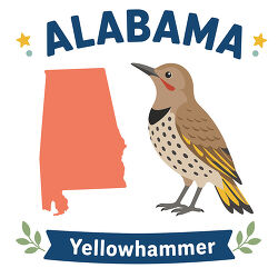 alabama yellowhammer state bird with map
