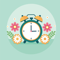 Alarm Clock With Flowers Spring Time Change
