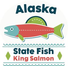 Alaska State Symbol Featuring a King Salmon Fish Design