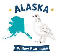 alaska willow ptarmigan state bird with map