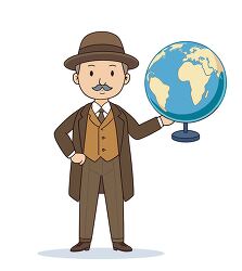 alfred wegener holding globe vector illustration
