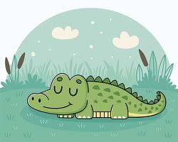 Alligator sleeping in wetland