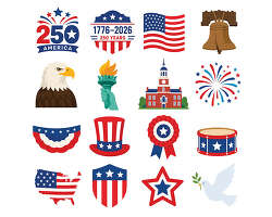 America 250 Patriotic Icons Set