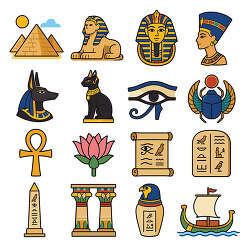 ancient egypt symbol icon set collection