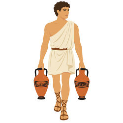 Ancient Greek Man Carrying Amphora Jars