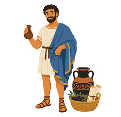 Ancient Greek Merchant With Coin Bag