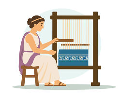Ancient Greek Woman Weaving Loom