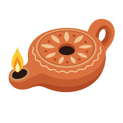 ancient oil lamp with flame
