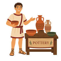 Ancient Pottery Seller With Vases