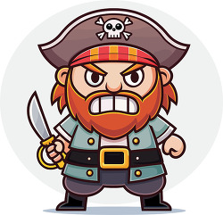 angry pirate holding sword with red beard