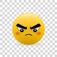 Angry Yellow Emoji With Furrowed Brows and Frown