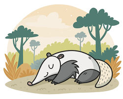 Anteater sleeping in forest