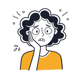Anxious Woman With Face Pain Illustration