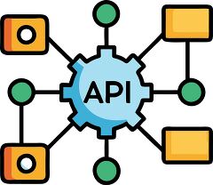 Api integration icon with colors and shapes