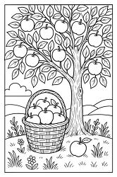 apple tree basket coloring page