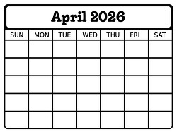 april 2026 blank monthly calendar grid printable