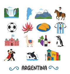 Argentina landmark icon set