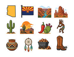 Arizona state symbol icon set