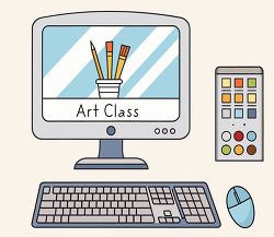 Art class on desktop computer screen