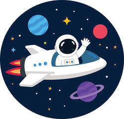 Astronaut waving from space shuttle