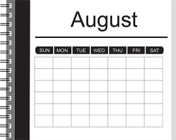 august notebook style outline calendar