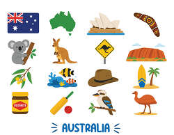 Australia landmark icon set