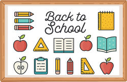 Back to School Wooden White Board With Supplies
