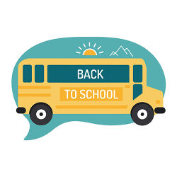 Back to School Yellow Bus Speech Bubble