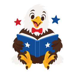 Bald Eagle Reading Patriotic Book