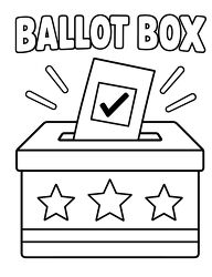 Ballot Box Vote Checkmark Coloring Page