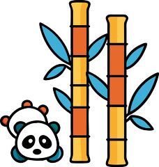 bamboo forest with pandas and bamboo stalks