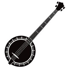 Banjo Silhouette on White Background