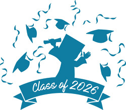 banner with class of 2026 graduate blue silhouette clipart