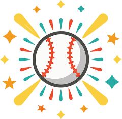 baseball in a Colorful Minimalist style Clip Art