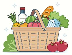 Basket full of fresh groceries