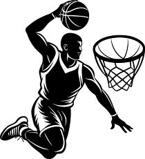 basketball player dunking silhouette