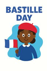 bastille day girl holding french flag illustration