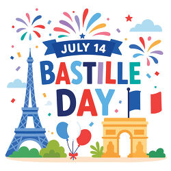 Bastille Day July 14 Eiffel Tower Poster