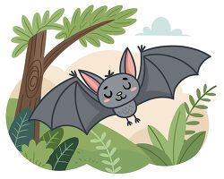 Bat flying through jungle