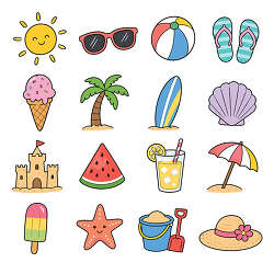 Beach icon set