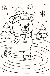Bear ice skating coloring page