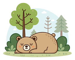 Bear sleeping in forest