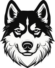 Beautiful Black Outline of a Siberian Husky Dogs Face