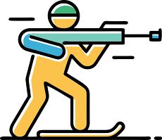 biathlon bold lines flat design skiing and shooting