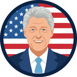 Bill Clinton portrait with American flag background