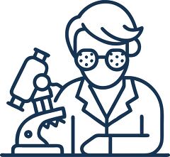 biology teacher with microscope line icon