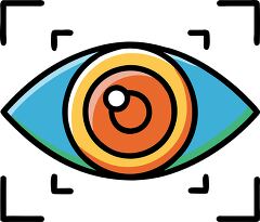 Biometric eye scanner icon with vibrant flat design elements