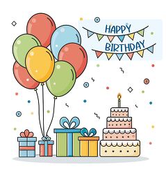 birthday balloons gifts celebration cake banner