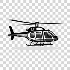 Black Helicopter Design With Transparent Background