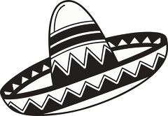 Black Outline Clip Art of a Sombrero